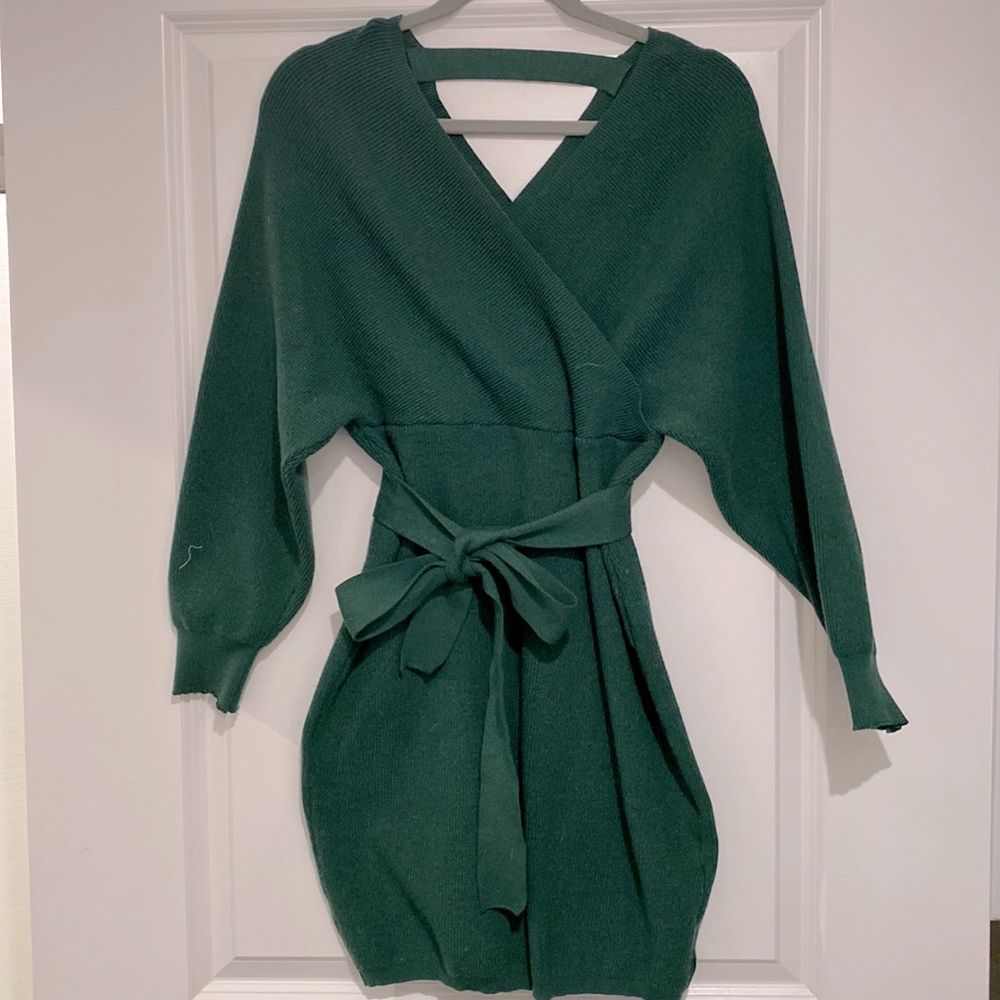 Green sweater dress